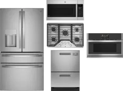 5 Piece Package Includes Refrigerator, Cooktop, Wall Oven, Microwave And Dishwasher